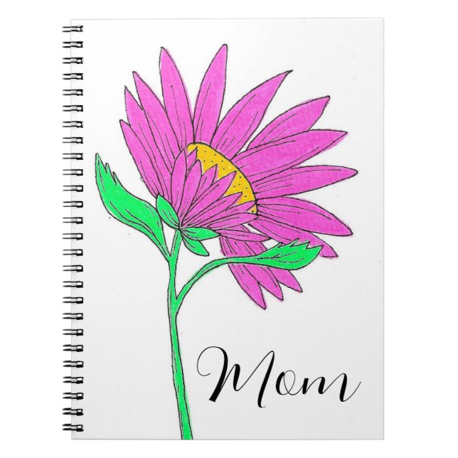 Hübsche rosa whimsical Acryl-Blumenmalerei Notizblock (Vorderseite)