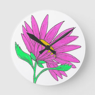 Hübsche rosa whimsical Acryl-Blumenmalerei Runde Wanduhr