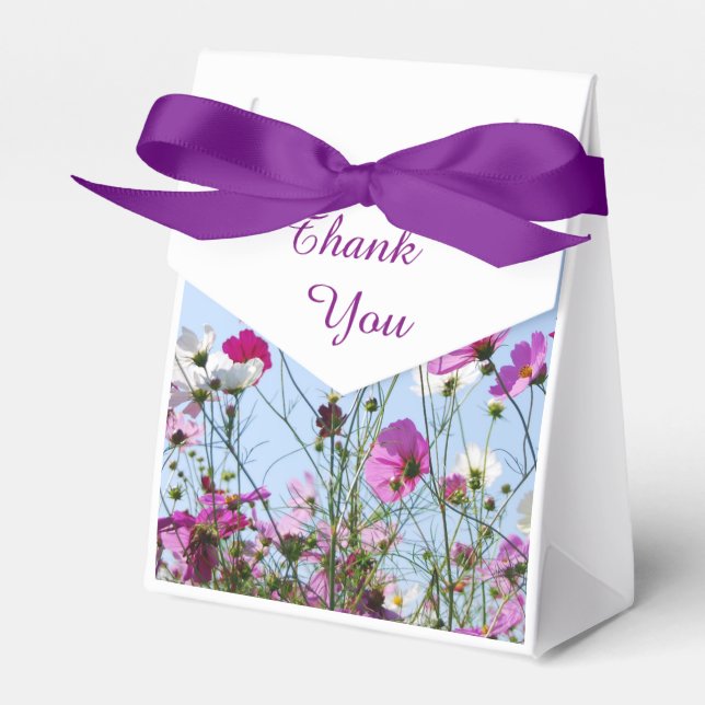 Hübsche rosa Wiesenblumen Danke Geschenkschachtel (Vorderseite)