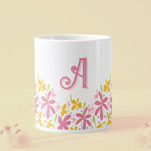 Hübsche rosa Wildblume Personalisiert Jumbo-Tasse