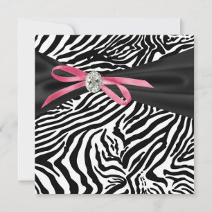 Hübsche Rosa Zebra Party Einladung