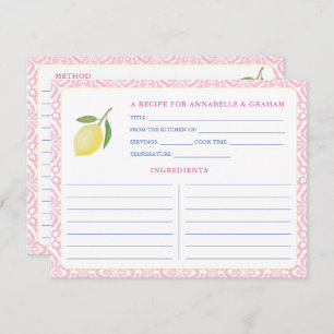 Hübsche Rosa Zitronen Brautparty Rezept Karte