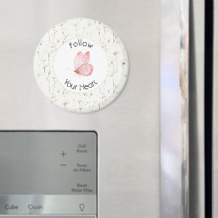 Hübsche rosafarbene Blume Schmetterling Inspiriere Magnet