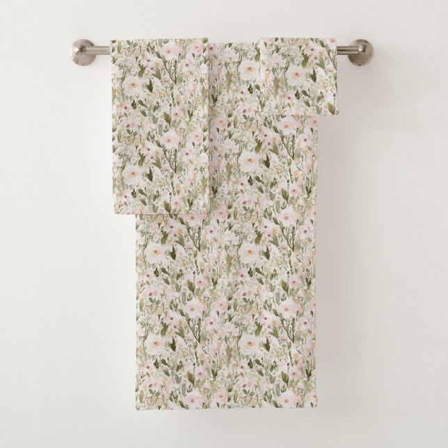 Hübsche rosafarbene Blüten Badhandtuch Set (Insitu)