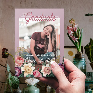 Hübsche rosafarbene botanische Floral-Boho-Abschlu Ankündigung
