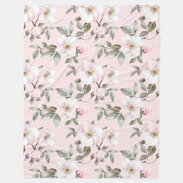 Hübsche rosafarbene weiße Blüten   Fleecedecke (Vorderseite)