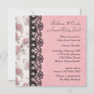 Hübsche Rose Baby Girl Dusche Einladung