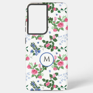 Hübsche Rose Garden Floral Monogramm Samsung Galaxy Hülle