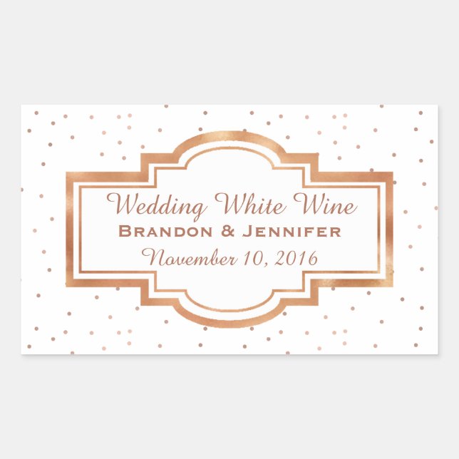 Hübsche Rose Gold Custom Wedding Sticker (Vorderseite)