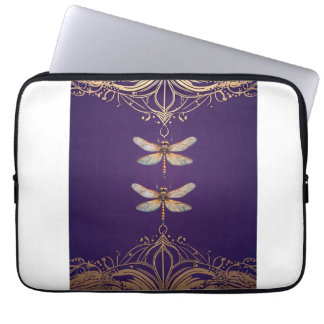 Hübsche Rose Gold Dragonflies Electronics Bag Purp Laptopschutzhülle