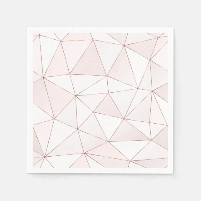 Hübsche Rose Gold Foil Geometrie Abstraktes Muster Serviette (Vorderseite)