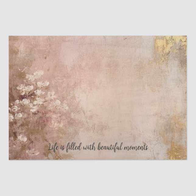 Hübsche Rose Gold Paint Floral Seidenpapier (Vorderseite)