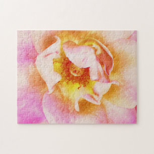 Hübsche Rose Gold und Rosa Blume Puzzle