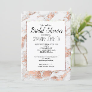 Hübsche Rose Gold Weißes Glitzy Marble Brautparty Einladung