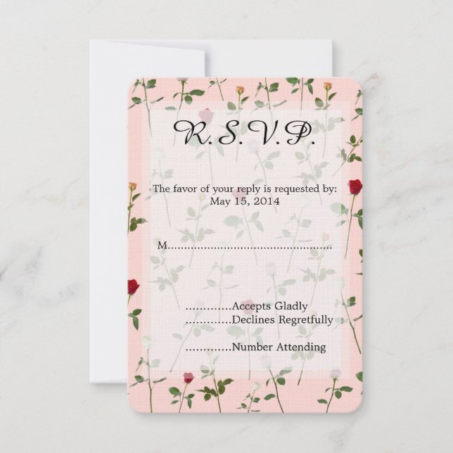 Hübsche Rose Hochzeit RSVP (Vorderseite)
