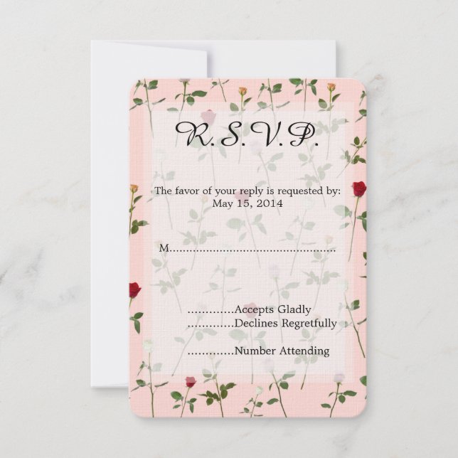 Hübsche Rose Hochzeit RSVP Karte (Vorderseite)