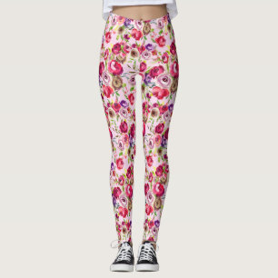 Hübsche Rose Pink Chic Wasserfarbe Peony Leggings