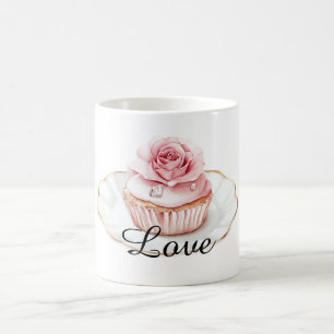 Hübsche Rose Rosa Blumenmuffin Kaffeetasse