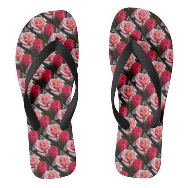 Hübsche Rose rosa Blumenmuster Flip Flops (Fußbett)