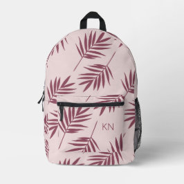 Hübsche Rose Rosa Muster-Monogramm-Initialen Verla Bedruckter Rucksack