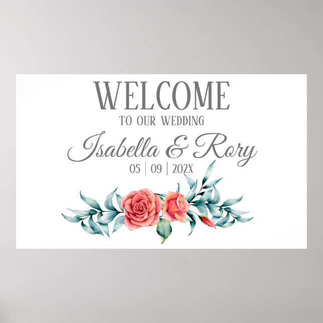 Hübsche Rose und Eucalyptus Bouquet Wedding Poster (Vorne)