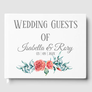 Hübsche Rose und Eukalyptus Bouquet Wedding Gästebuch