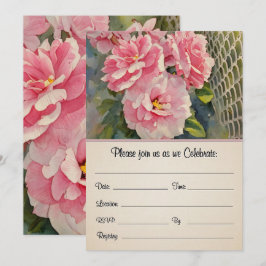 Hübsche Rosen auf der Vorderseite und auf der Rück Einladung