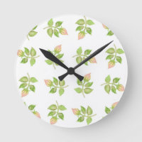 Hübsche Rosenknospe-gemusterte Wall-Uhr