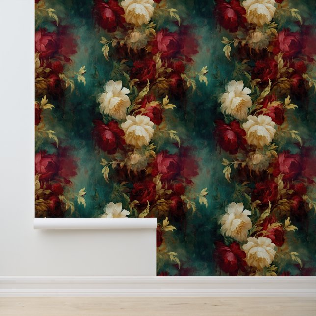 Hübsche Rot-Weiß-Blume Tapete (Anwendung)