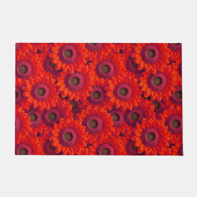 Hübsche rote Blume Fußmatte (Vorderseite)
