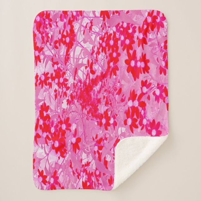 Hübsche Rote Blume Sherpadecke (Vorderseite)