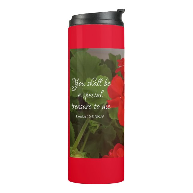 Hübsche Rote Blume Special Thermosbecher (Nach links gedreht)
