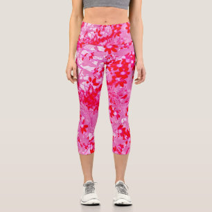 Hübsche rote Blumen Capri Leggings