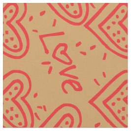 Hübsche rote Doodles Herz-Liebe Muster Stoff