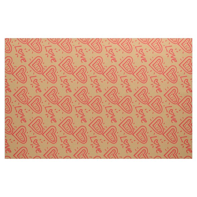 Hübsche rote Doodles Herz-Liebe Muster Stoff (Fat Quarter (45,7 x 55,9 cm))