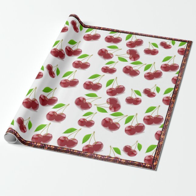 Hübsche Rote Kirschen Geschenkpapier (Ungerollt)