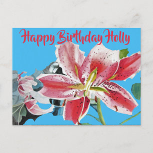 Hübsche rote Lilie Lilium florale Geburtstagspostk Postkarte