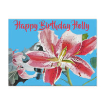Hübsche Rote Lilium floral Geburtstag Postkarte