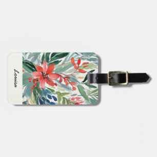 Hübsche rote Poinsettie Elegante Aquarellblumen Gepäckanhänger
