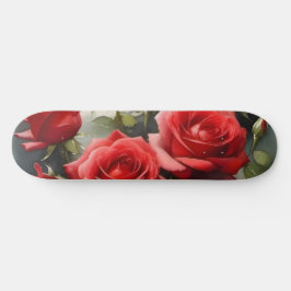 Hübsche rote Rosen Aquarellmalerei Skateboard