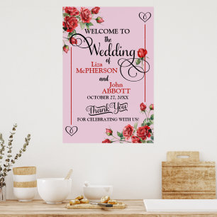 Hübsche Rote Rosen Begrüßung Poster