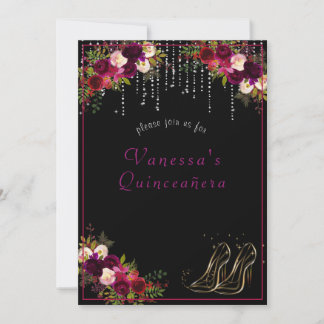 Hübsche Rote Rosen funkeln Sterne Hoch Heels Quinc Einladung