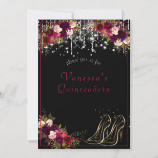 Hübsche Rote Rosen funkeln Sterne Hoch Heels Quinc Einladung