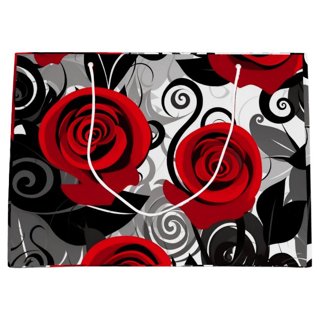 Hübsche Rote Rosen Geschenktasche Große Geschenktüte (Vorderseite)