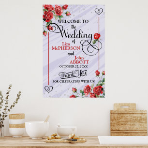 Hübsche Rote Rosen Hochzeitsfeier Poster
