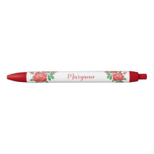 Hübsche Rote Rosen Personalisierter Tintenpatronen Kugelschreiber