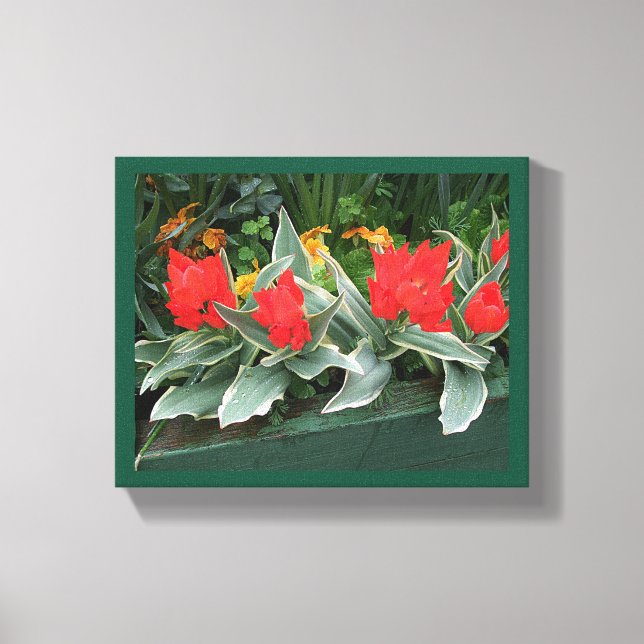 Hübsche rote Tulpen farbenfroh, stilvoll und blume Leinwanddruck (Vorderseite)