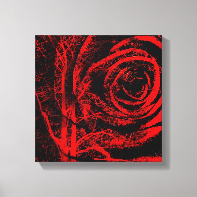 Hübsche, rote und schwarze Rose - Canvas drucken Leinwanddruck (Vorderseite)