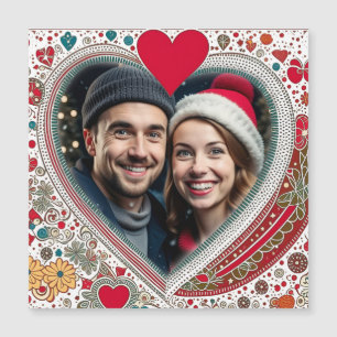 Hübsche rote und türkisfarbene Rahmen Magnetkarte