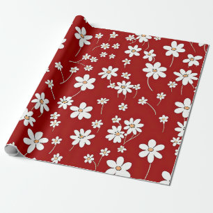 Hübsche rote und weiße Blumen Geschenkpapier